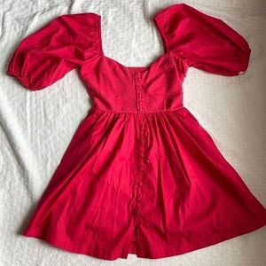 Maeve Puff-Sleeved Sweetheart Mini Dress